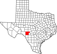 Map of Texas highlighting Edwards County
