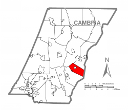 Map of Cambria County, Pennsylvania highlighting Washington Township