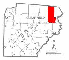Map of Clearfield County, Pennsylvania highlighting Covington Township