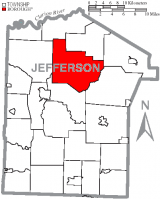 Map of Jefferson County, Pennsylvania Highlighting Warsaw Township