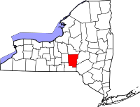 Map of New York highlighting Chenango County