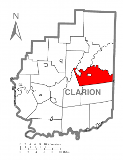 Map of Clarion County, Pennsylvania highlighting Clarion Township