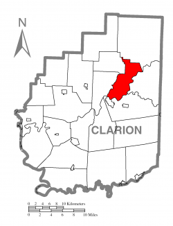 Map of Clarion County, Pennsylvania highlighting Highland Township