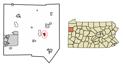 Location of Jackson Center in Mercer County, Pennsylvania.