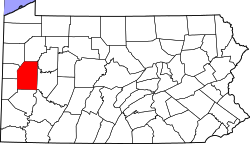 Location of Butler County in Pennsylvania