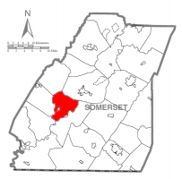 Map of Somerset County, Pennsylvania Highlighting Milford Township