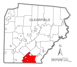 Map of Clearfield County, Pennsylvania highlighting Beccaria Township