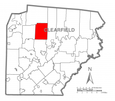 Map of Clearfield County, Pennsylvania highlighting Pine Township