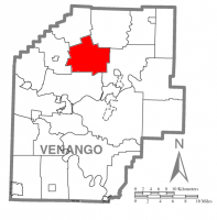 Map of Venango County, Pennsylvania highlighting Allegheny Township