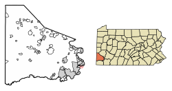 Location of Roscoe in Washington County, Pennsylvania.