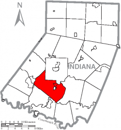 Map of Indiana County, Pennsylvania, highlighting Center Township