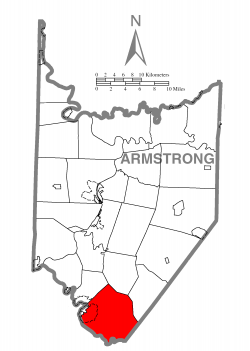 Map of Armstrong County, Pennsylvania highlighting Kiskiminetas Township