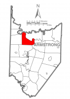Map of Armstrong County, Pennsylvania highlighting Washington Township
