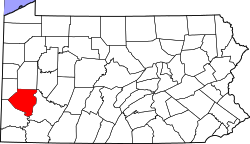 Map showing Allegheny County in Pennsylvania