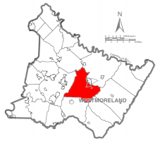 Map of Westmoreland County, Pennsylvania Highlighting Unity Township