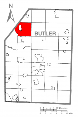Map of Butler County, Pennsylvania highlighting Slippery Rock Township
