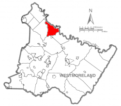 Map of Westmoreland County, Pennsylvania Highlighting Bell Township