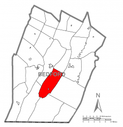 Map of Bedford County, Pennsylvania highlighting Colerain Township