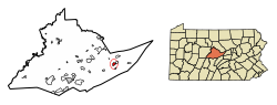 Location of Millheim in Centre County, Pennsylvania.