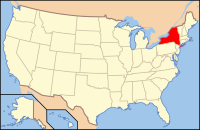 Map of the United States highlighting New York