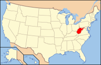 Map of the United States highlighting West Virginia