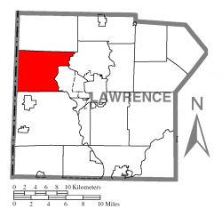 Location of Mahoning Township in Lawrence County