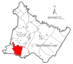 Map of Westmoreland County, Pennsylvania Highlighting South Huntingdon Township