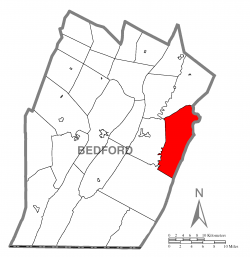 Map of Bedford County, Pennsylvania highlighting East Providence Township