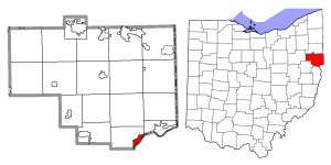Location of Wellsville in Columbiana County and in the State of Ohio