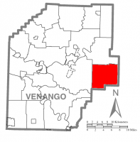 Map of Venango County, Pennsylvania highlighting Pinegrove Township