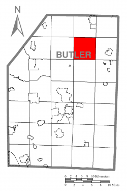 Map of Butler County, Pennsylvania highlighting Washington Township