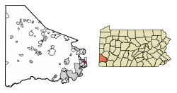 Location of Dunlevy in Washington County, Pennsylvania.