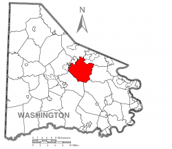 Map of Washington County, Pennsylvania highlighting North Strabane Township