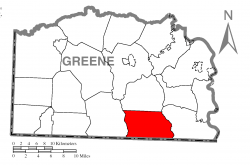 Location of Perry Township in Greene County