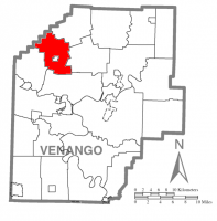 Map of Venango County, Pennsylvania highlighting Jackson Township