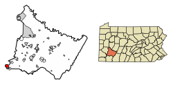 Location of Monessen in Westmoreland County, Pennsylvania