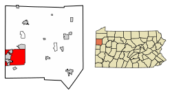 Location of Hermitage in Mercer County, Pennsylvania.