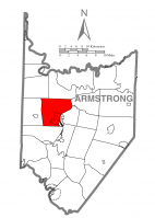 Map of Armstrong County, Pennsylvania highlighting East Franklin Township