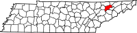 Map of Tennessee highlighting Grainger County