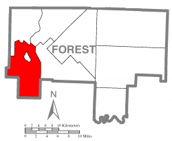 Map of Forest County, Pennsylvania highlighting Tionesta Township