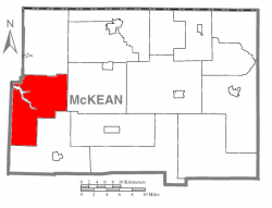 Map of McKean County, Pennsylvania highlighting Hamilton Township