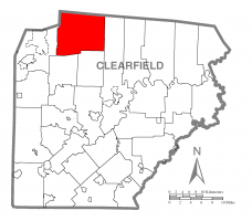 Map of Clearfield County, Pennsylvania highlighting Huston Township