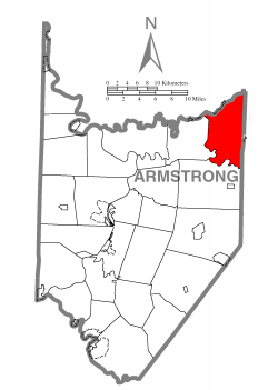 Map of Armstrong County, Pennsylvania highlighting Redbank Township