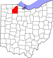 Map of Ohio highlighting Wood County