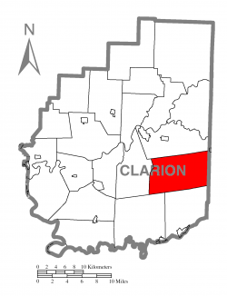 Map of Clarion County, Pennsylvania highlighting Limestone Township