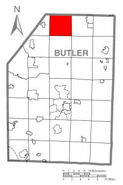 Map of Butler County, Pennsylvania highlighting Marion Township