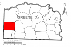 Location of Aleppo Township in Greene County