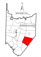 Map of Armstrong County, Pennsylvania highlighting Plumcreek Township