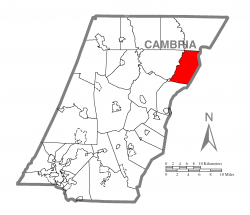 Map of Cambria County, Pennsylvania highlighting Dean Township