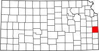 Map of Kansas highlighting Linn County